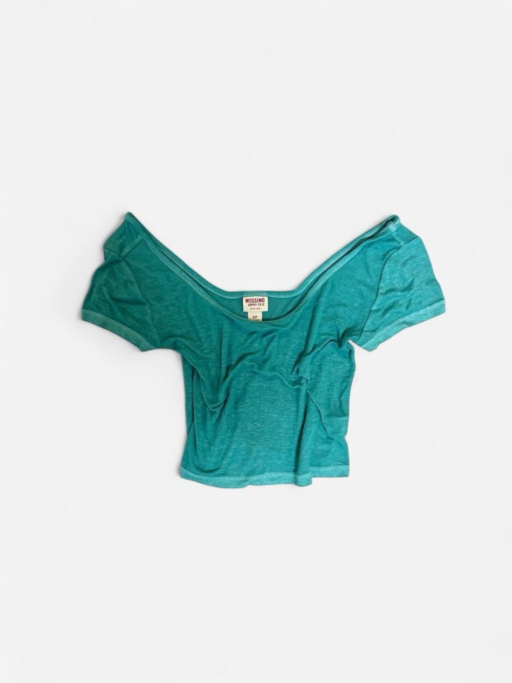 Mossimo Supply Co. Teal Off-Shoulder Crop Top
